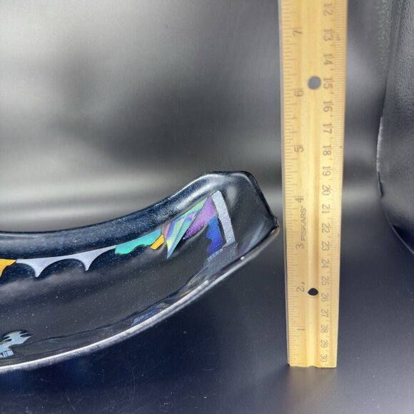 Hand Made Dichroic Art Glass Fused Iridescent Finish Curved Footed Bowl Dish VTG - Picture 9 of 16